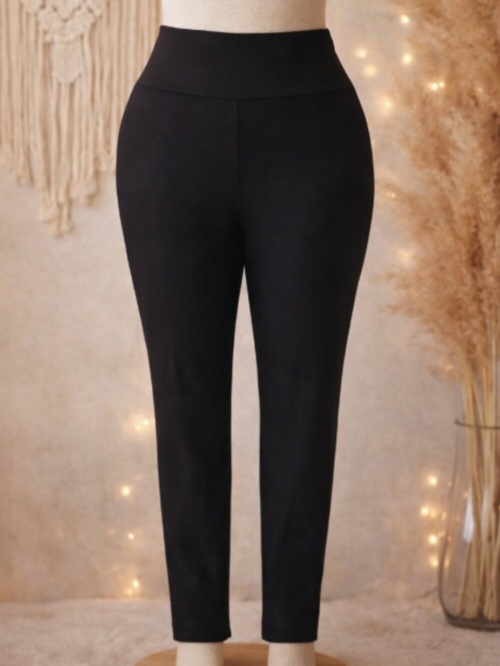 American Rag CIE Black Ponte Leggings Plus 1X Wide Waist Athleisure Stretch